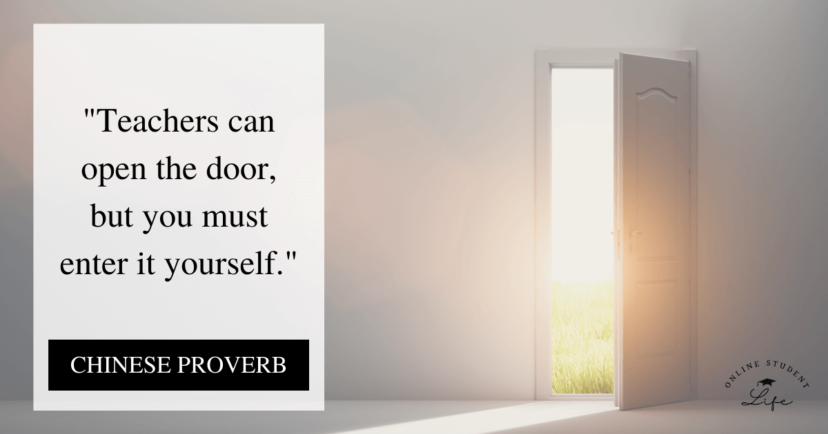 Teachers can open the door, but you must enter it yourself. Chinese proverb