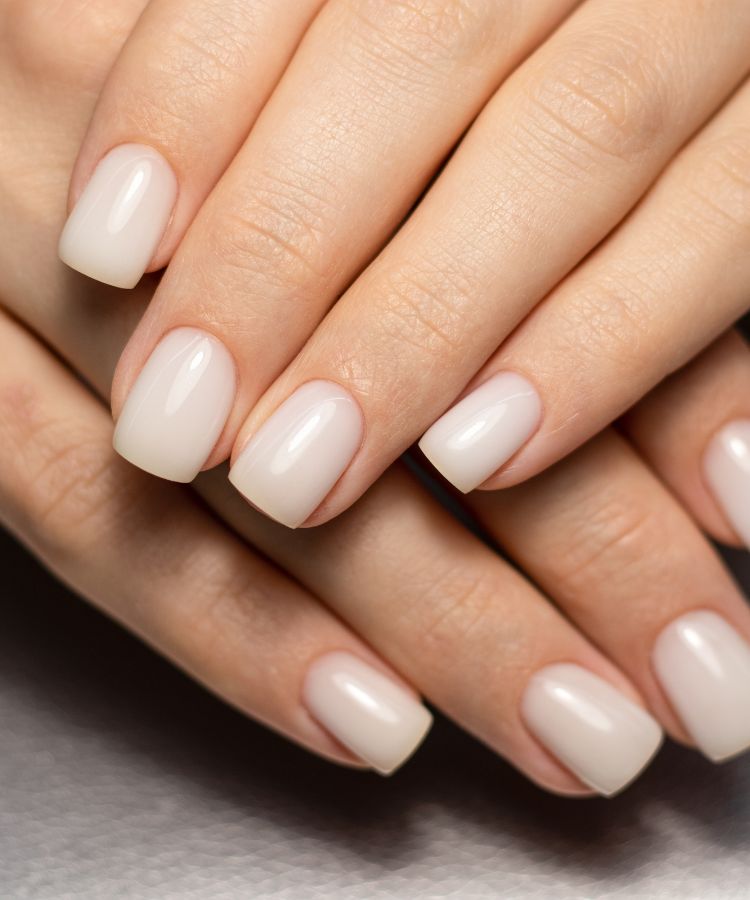 Short Milky White Square Nails