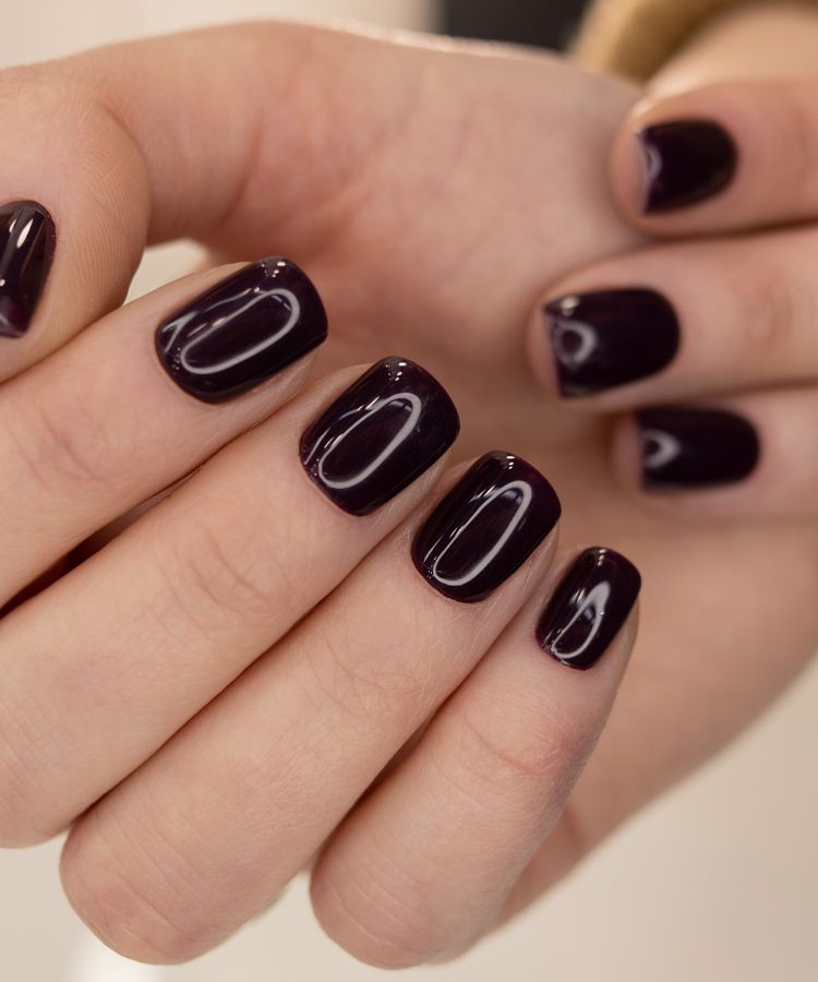 Short Square Black Nails