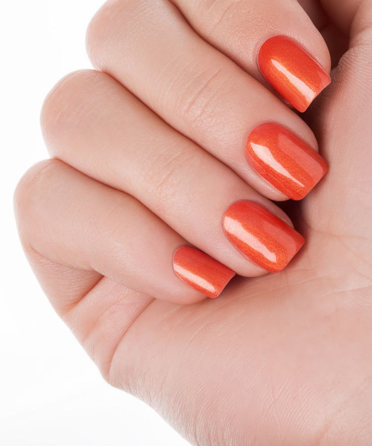 Short Square Orange Nails