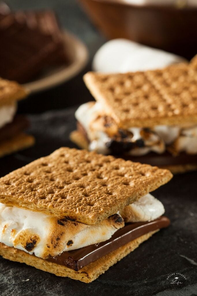 Closeup of a s'more.